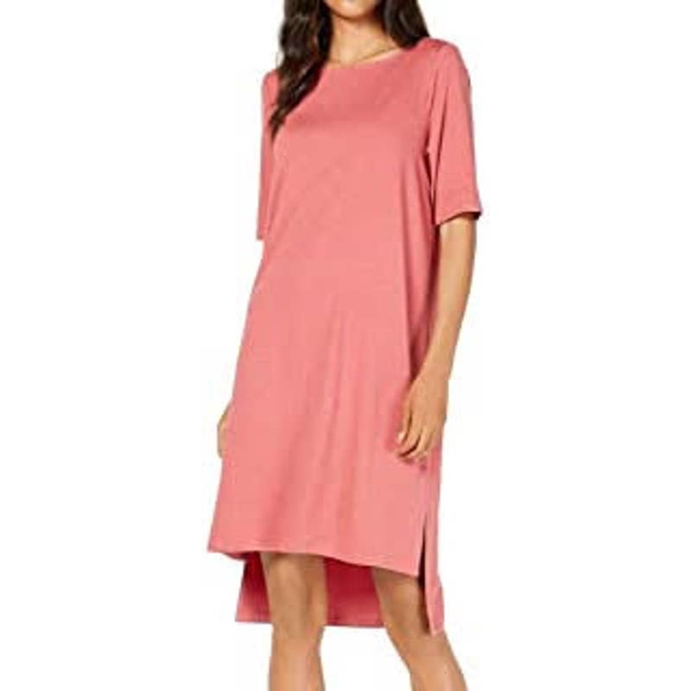 EILEEN FISHER Rose Pink Short Sleeve Lightweight Viscose Jersey Dress Sz Small S